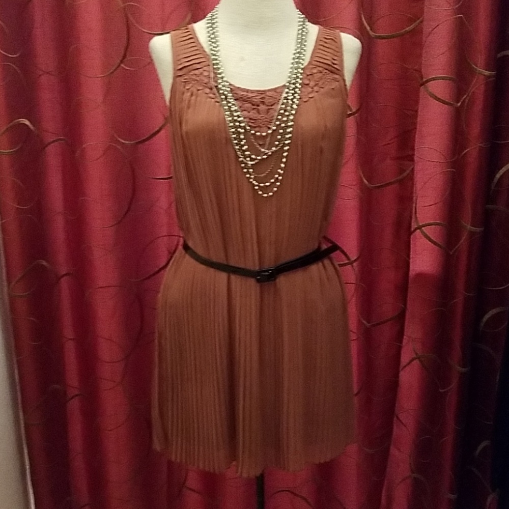 Solid Pleated Dress